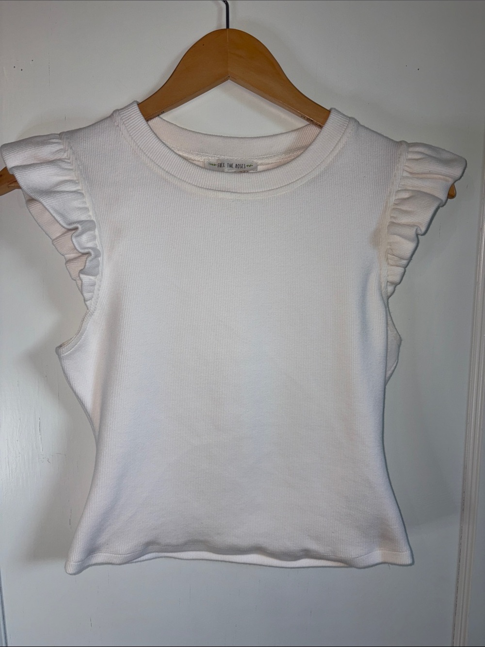Free the Roses White Ruffle Sleeve Tank Top - Picture 2 of 7